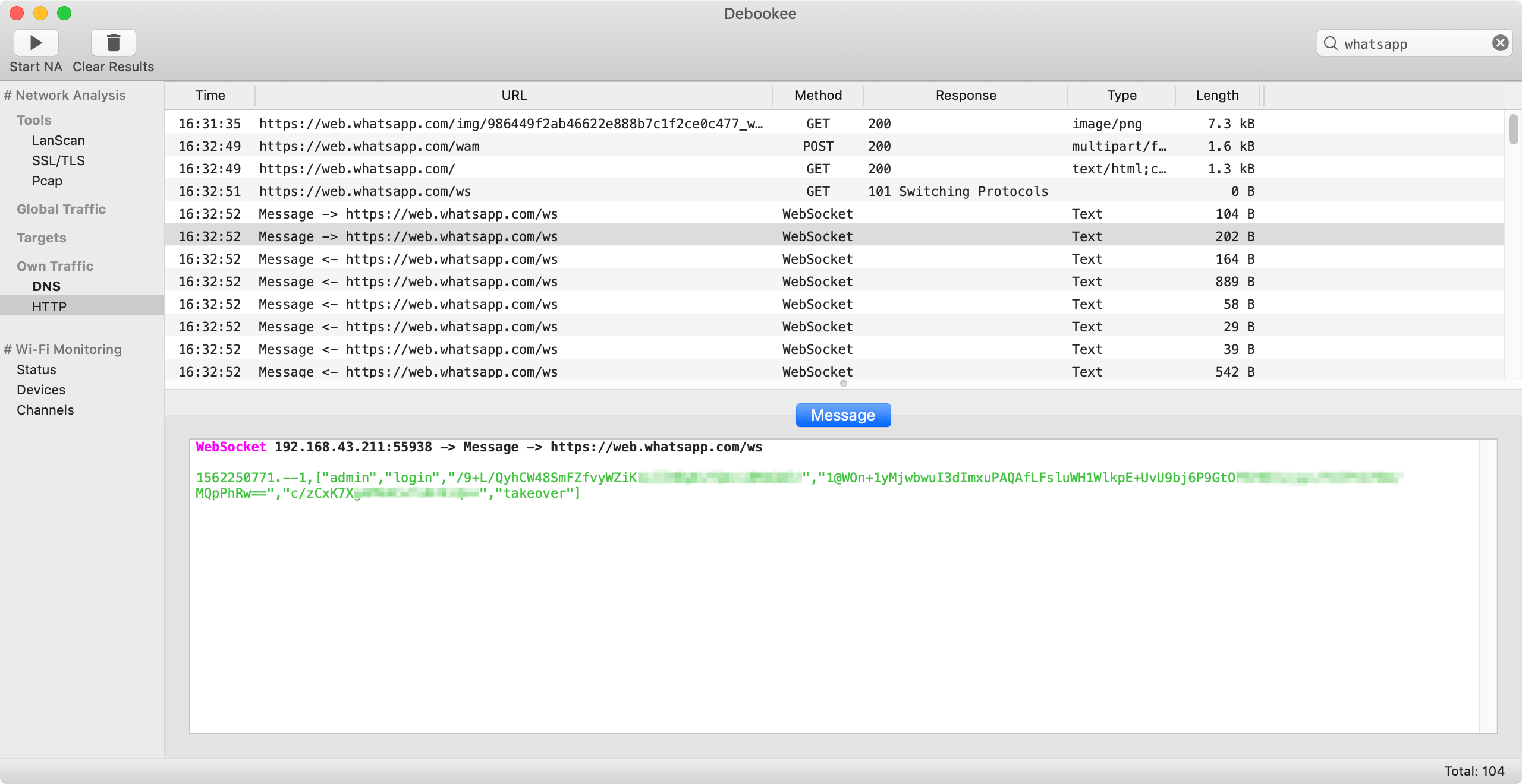 WebSockets decryption of text and binary messages